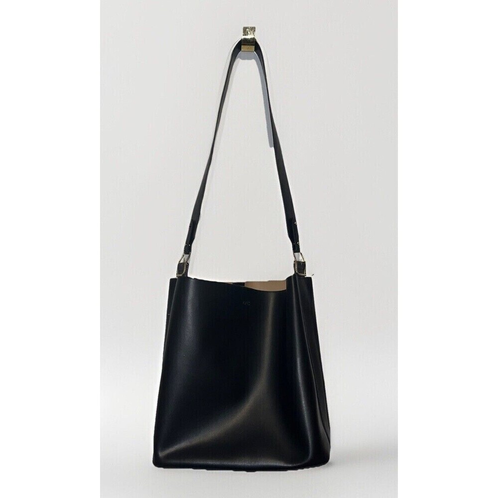 Mark and Graham Soho Leather Tote Black Bag Carry Hand Purse (Initials KPC) EUC